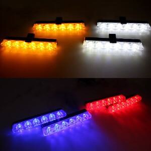 4Pcs 흰색 노란색 그릴 자동차 LED 빛 스트로브 빨간색 비상 원격 무선 제어 플래시 신호 소방관 비콘 경
