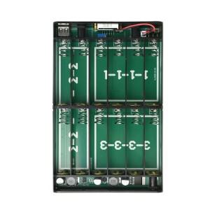 DIY 파워 뱅크 UPS 키트 무납땜 디자인 12셀 18650 배터리 케이스가 있는 라우터 모뎀 NAS용 조절 가능 전