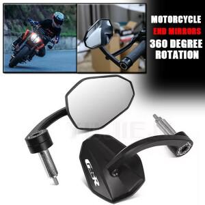 스즈키 GSR750/600/400 용 오토바이 미러 CNC 알루미늄 HD 유리 방진 범용 바 엔드 핸들 바 마운트 로고 GS