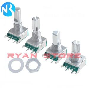 2PCS EC11 수평 로터리 엔코더 15MM 5Pin 매화 샤프트 D 하프 스위치 디지털 전위차계 20Bit 펄스