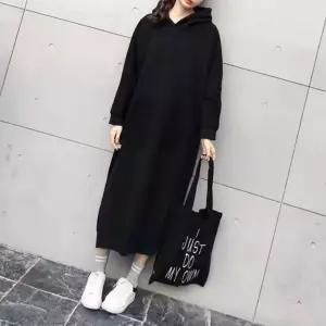 간절기 루즈핏 캐주얼 후드 기모 롱 원피스 여자 여자 긴팔 홈웨어 겨울 실내복