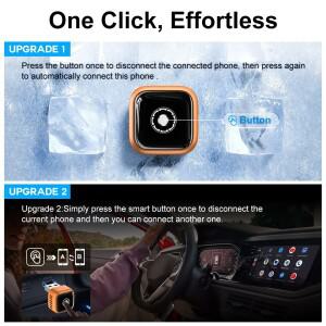 WOOBOOBOX 2026 무선 CarPlay 안드로이드 오토 어댑터, 순정 유선 동글로 변환, 두 대의 휴대폰 연결 기능