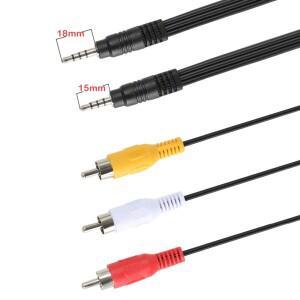 15mm/18mm 3.5mm 잭-3 RCA AV 케이블 위성 TV 수신기 디코더 DVB T2 튜너 안드로이드 박스 용 아날로그 오