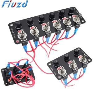 12V 6개 로커 스위치 패널 라이트 토글 버튼 10A 퓨즈 차단기 방수 세트 레이싱카 액세서리 해양 트럭용