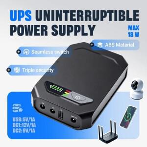 DC UPS 최대18W 무정전 전원 공급 장치 5V 12V 출력 18650 교체 가능한 배터리 라우터 모뎀 NAS CCTV 보안