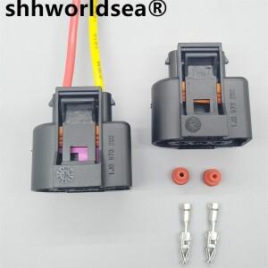 shhworldsea 2 홀 1J0 973 자동 전기 커넥터 VW용 스프레이 부동액 플러그 와이어 하네스 소켓