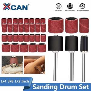 XCAN 51/66개 샌딩 드럼 세트 1/4 3/8 인치 슬리브 만드렐 포함 드레멜 로터리 툴 액세서리