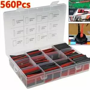 560개 열수축 튜브 절연 모음 전자 폴리올레핀 와이어 케이블 슬리브 키트 DIY