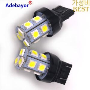 100개 대량 프로모션 T20 W21/5W 7443 13 SMD LED 순백색 자동차 라이트 소스 브레이크 주차 후진등 전구 D