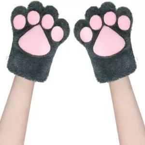 LONTG 할로윈 코스프레 장갑 의상 고양이 귀여운 곰 손 판다 4 손가락 발 폭신폭신한 따뜻한 동물 성인 및