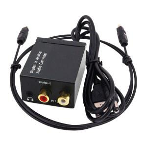 DAC 디지털-아날로그 변환기 광 동축 섬유 SPDIF-RCA 3.5mm 잭 오디오 어댑터(광 케이블 어댑터 포함)