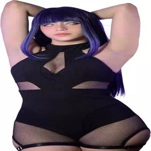 KORURACLUB 터틀넥 피쉬넷 메쉬 바디수트 란제리 바디수트여성용 이국적인 의상 사무라이 란제리축제 복장