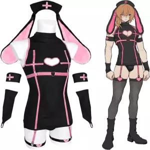velombrance 남성용 Bunny Nurse 세트 Kawaii 코스프레 란제리 바디수트 Sexy Girl Anime Lingerie Costume