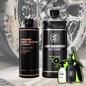 더클래스 고농축 휠 타이어 세정철분 제거 세트(다이나믹 클리너 익스트렉트S 500ml + 아이언 리무버 익스