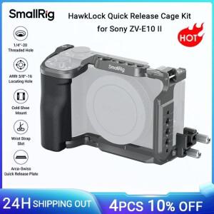 실리콘 손잡이가 있는 SmallRig ZV-E10 II 케이지  SONY호환호환 HawkLock 퀵 릴리스 키트  플레이트 포함