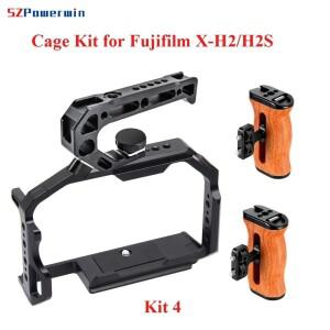 Powerwin 카메라 케이지  Fujifilm X-H2/H2S XH2 우드 핸드그리드 핸들 키트  알루미늄 합금 다기능 Arri