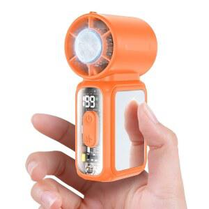 W & O Handheld Portable Fan with Ice Cooler,Speed (1-199) Personal Turbo Mini 4000mAh Rechargeable,Powerful 20000RPM Pocket Hand Fans orange