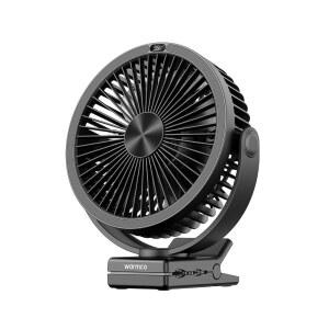 Warmco 10000m아 충전식 클립형 선풍기, 캠핑용 8인치 데스크 팬 | 8-26시간 사용 가능, USB-C 양방향 충전, 360도 조절 3-in-1 클립 후크 데스크용, 4단 속도, 세척 가능한 그릴