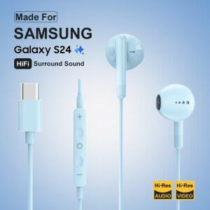 삼성 헤드폰 용 HiFi 서라운드 사운드 DAC 칩 USB 유형 C 3.5mm 음악 유선 이어 버드 Galaxy S24 S23 S22 Ultra note 20 10