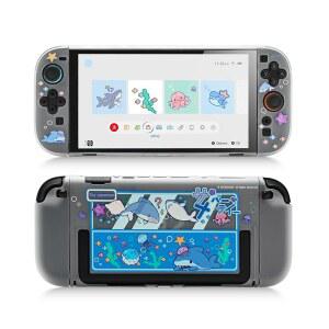 GEEKSHARE SLIM 커버 케이스 스위치 2 호환 충격 흡수 및 긁힘 방지 기능 스위치 2 게임 콘솔용 PC 커버 스킨 - SHARK PARTY