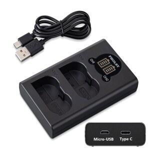 배터리 충전기 PHOLSY 듀얼 USB 충전기 EN-EL15 카메라 배터리 충전기 | MH-25 MH-25A EN-EL15C EN-EL15B EN-EL15A 배터리 호환 NIKON Z5 Z6 Z7 D850 D780 D750 D610 D7500 D810 D7000