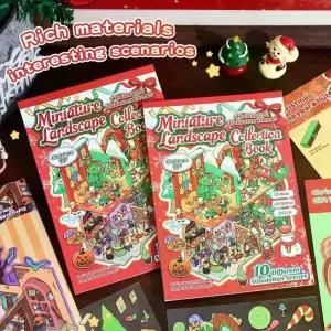 10개/세트 만화 크리스마스 장면 디오라마 스티커 DIY 수제 스크랩북 휴일 장식 선물