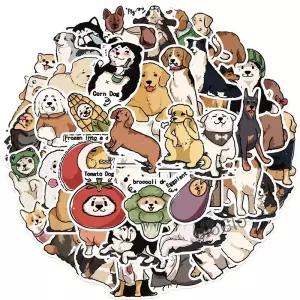 물병용 귀여운 강아지 스티커 손으로 그린 동물 노트북 스크랩북 스케이트보드 휴대폰용 50 개