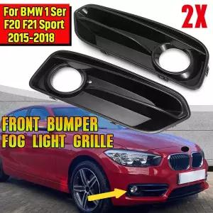 자동차 그릴망 튜닝 BMW 호환 1 시리즈 F20 F21 LCI 스포츠 - 광택 블랙 듀얼 안개 램프 그릴 커버 용 앞