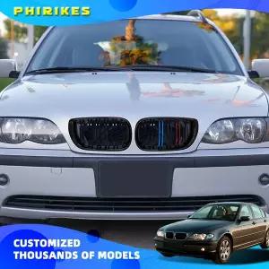 자동차 그릴망 튜닝 전면 키드니 그릴 글로스 블랙 더블 슬랫 후드 BMW 호환 3 시리즈 E46 2002-2005 레이