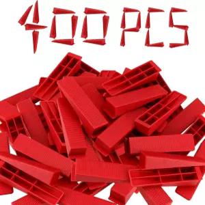 JAPCHET 400 PCS 타일 레벨링 시스템 웨지 설치용 1/8 1/16 1/32인치 스페이서 재사용 가능 빨간색