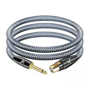 Impeto 1/4 TS to XLR 여성 케이블 1M/3.2ft - 24K 골드 도금 OCC 구리 브레이드 재킷 기타/베이스에서