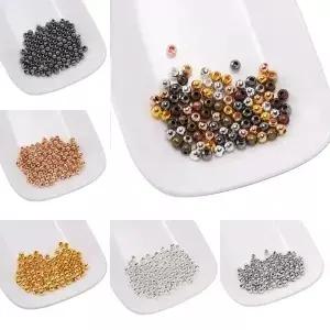 30-500 개 2-10mm 골드 컬러 금속 비즈 부드러운 볼 스페이서 DIY 팔찌 보석 만들기 결과 액세서리