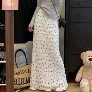 여성 러블리 레이스 밴딩 롱스커트 화이트 1P 리본 포인트 하체커버 치마