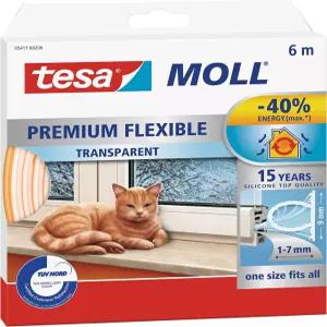 tesamoll Premium Flexible - 창문과 문 틈새 단열용 점착식 실리콘 실링 스트립 투명 6 m x 9 mm 7