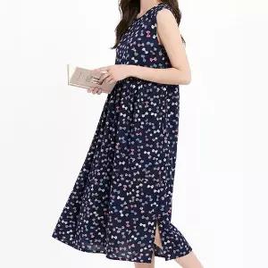 [하프클럽/]여름 여성 빅사이즈 주름 꽃나염 민소매 원피스