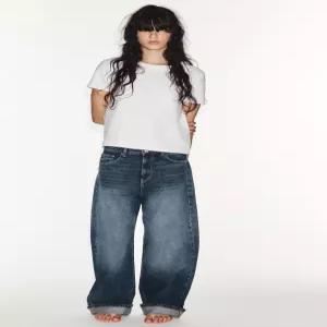 ZARA JEANS TRF BAGGY FOLDED TIRO MEDIO - 블루 1934/235/400