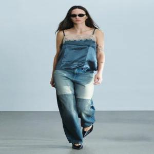 ZARA JEANS ZW COLLECTION 커브드 미드라이즈 패치워크 - 블루 4001/255/400