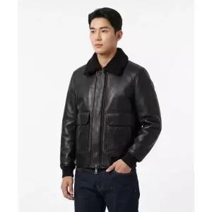 PANICALE 블랙 피유 레더 무스탕 자켓