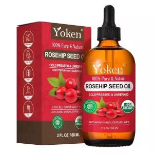 Yoken 얼굴, 피부 및 모발용 자연친화 로즈힙 씨드 오일, 콜드 프레스, 59.1ml(2온스) 371694