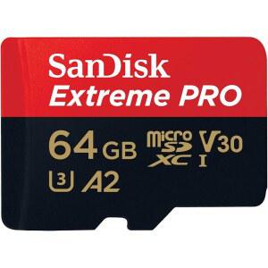 SANDISK 64GB EXTREME PRO MICROSDXC 카드 + SD 어댑터 RESCUEPRO DELUXE 최대 200 MB/S A2 앱 성능 스마트폰 액션 카메라 또는 드론용 UHS-I 클래스 10 U3 V30