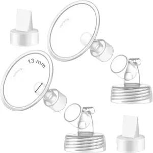 2X 13mm Maymom 2피스 와이드 넥 펌프 부품 Spectra S1 S2 및 2개의 밸브와 호환 마우스 플랜지 포함 원래