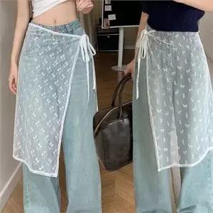 [하프클럽/]레이어드 여성 레이스 랩 스커트 패턴 여성 시스루 랩 스커트