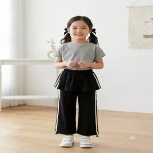 리틀밥독 키즈 봄가을옷 캉캉팡 바지 여아 블랙 스타일 데일리 와이드바지 H263MPT05