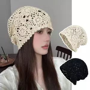 봄여름가을 환우비니 뜨개모자 힙합 플라워 여자 얇은