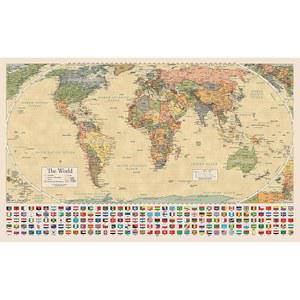 Equal Earth Blue World Map (노란색 1 EE Yellow WORLD 18 u201D x 29 u201D)