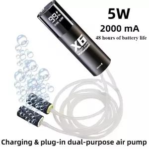 휴대용기포기 낚시 기포 발생기 야외 낚시수족관용 5W USB 충전식 산소 펌프 야간 48H 휴대용 통풍