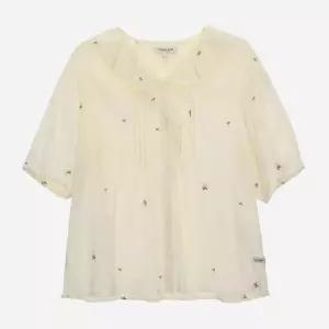 백화점 써스데이아일랜드 플라워자수 러플카라 블라우스 T264MBL237W