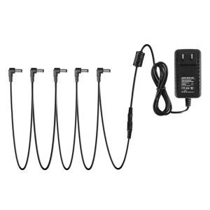 Donner DPA-1 9V DC 1A 키보드 공급 AC 이펙트 컨트롤러용 페달, 데이지 5방향 케이블이 및 페달용 MIDI 포함된 체인 어댑터 기타 팁 전원 네거티브 | 피아노, 디지털