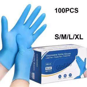 10-100PCS 블루 니트릴 일회용 장갑 라텍스 안전 작업 청소 주방 정비공 자동 보호