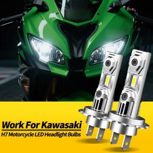 2PCS H7 LED 오토바이 헤드라이트 전구 캔버스 카와사키 ZX1000 EX300 EX650 닌자 ZX10R ZX6R 300 650 KLE6
